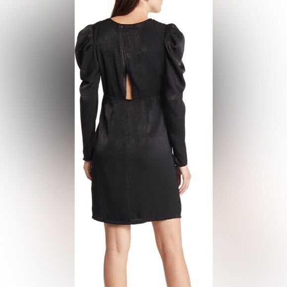 Chelsea28 NWT Long Sleeve Satin Minidress in Black Size M - Picture 3 of 10